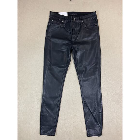 7 For All Mankind Jeans Womens 29 Black B Air High Waist Ankle Super‎ Skinny - Picture 1 of 15